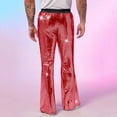 thumbnail image 5 of RYDCOT Men's Stylish Stage Performance Elastic Waistband Flared Pants Shiny Sequins Long Trousers Red, 5 of 5