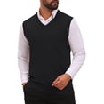thumbnail image 4 of INSPIRE CHIC Men's Sweater Vest V Neck Solid Color Knit Sleeveless Top M Black, 4 of 5