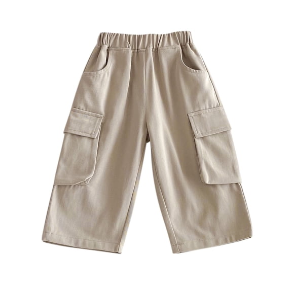 Fengactive Toddler Kids Cargo Pants Elastic Waist Loose Fit Multi Pocket Casual Long Trousers 1-8T