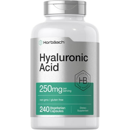Hyaluronic Acid Capsules | 250 mg | 240 Count | Non-GMO and Gluten Free Supplement | by Horbaach