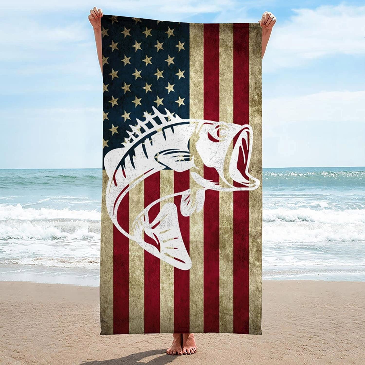 2 Pack American Flag Beach Towel Sport Travel  Cotton Towels Quick-Dry 