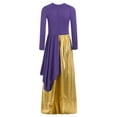 thumbnail image 3 of iixpin Kids Girls Metallic Long Sleeve Liturgical Lyrical Praise Dance Wide Leg Jumpsuit Worship Gown Robe Purple 12, 3 of 6