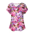 thumbnail image 4 of ALLLIST Womens Spring Tops Pink Short Sleeve Button Floral V-Neck T-Shirts Spring Blouses S, 4 of 5