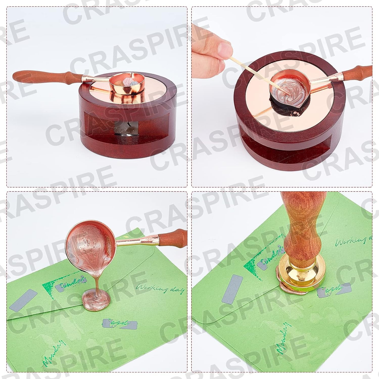 Sealing Wax Kit Iron Wax Furnace with 2 Box 600pcs Sealing Wax Beads 1pc Wax Spoon 6pcs Heart Candles 4pcs Pen Wax Seal Warmer Melting Kits for Wedding Invitation Mixed Color 1set