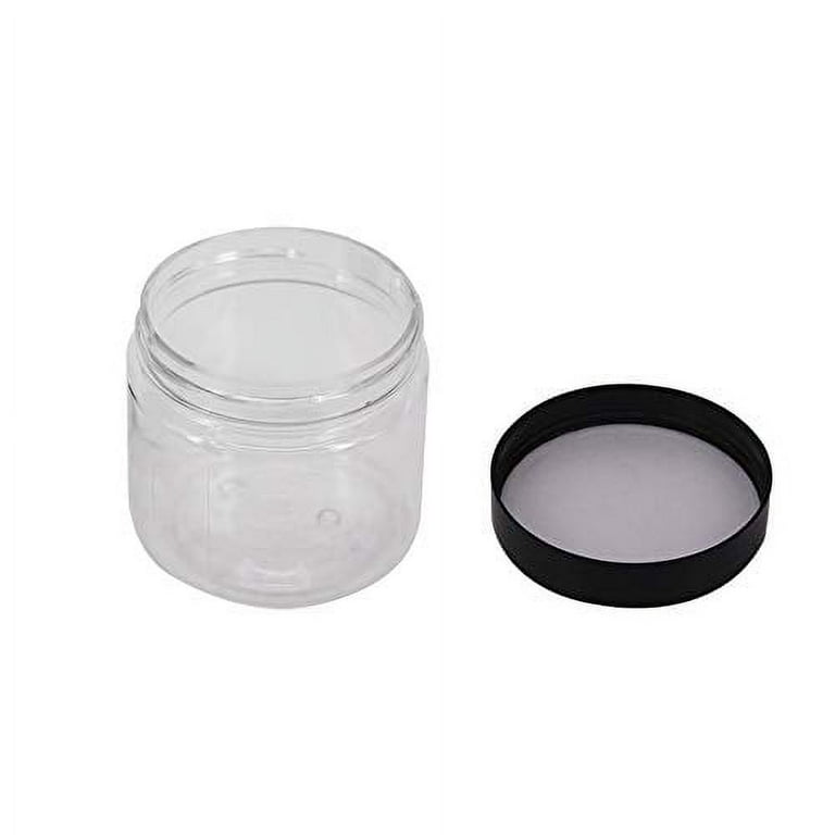 Dabacc 8oz 32pcs Plastic Jars with Lids Empty Slime Cosmetics Containers Clear Gift Food Jars Round Pet Cream Jars with Black Lids Pen