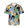 thumbnail image 1 of Fotbe Different Cats Camisa Hawaiana para Hombre Unisex – Camisa Casual de Verano con Botones de Manga Corta de Algodón y Lino,XX-Large, 1 of 7