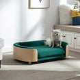 thumbnail image 2 of Pefilos 38" Elevated Dog Bed Pet Sofa with Solid Wood Legs and Bent Back, Cat Sofa Bed Velvet Cushion Couch Furniture, Green, 2 of 16