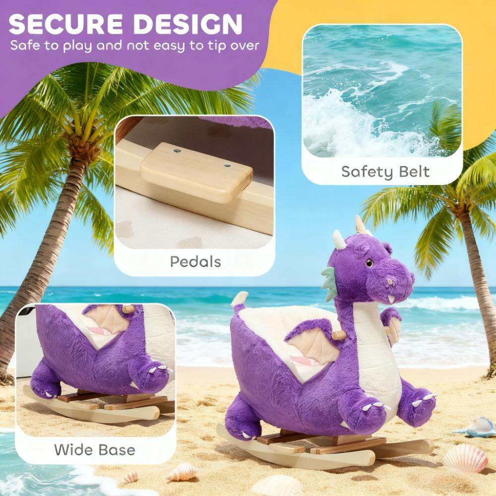 Kids Rocker, Rocking Horse Kids Ride On Toy, Purple Baby Rocker,Plywood,Polyester,Steel Toddler Rocking Chair, Toys Rockers Rocking Horse Kids Ride On Toy