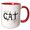 Red/White, variant on 3drose, Funny Black Cats Sit on Letters. Black Cat Magic Decorative Text, 11oz Two-tone Yellow Mug