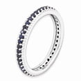 thumbnail image 3 of White Sterling Silver Ring Band Stackable Sapphire, Lab Created Round Blue, 3 of 5