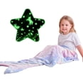 thumbnail image 1 of Manta de cola de sirena que brilla en la oscuridad, saco de dormir de franela de felpa súper suave para niñas de 1 a 10 años (sirena), 1 of 5