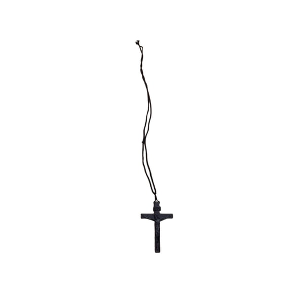 Black-Friday Italian Sandalwood & Olivewood Cross Pendant | 6cm Hand Carved | Adjustable Cord