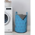 thumbnail image 3 of Abstract Laundry Bag, Continuous Round Medallion Grid with a Geometric Style Monochrome Layout, Basket with Handles Drawstring Closure for Laundromats, 13" x 19", Dark Ceil Blue Blue, by Ambesonne, 3 of 4