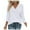 018 White, variant on Fanxing 3/4 Sleeve Tops for Women V Neck T Shirts Basic Solid Color Summer Tees Shirts White,L