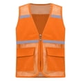 thumbnail image 3 of TiaoBug Child High Visibility Safety Vests with Zipper Front Reflective Mesh Work Construction Safety Vest Orange 9-10, 3 of 7