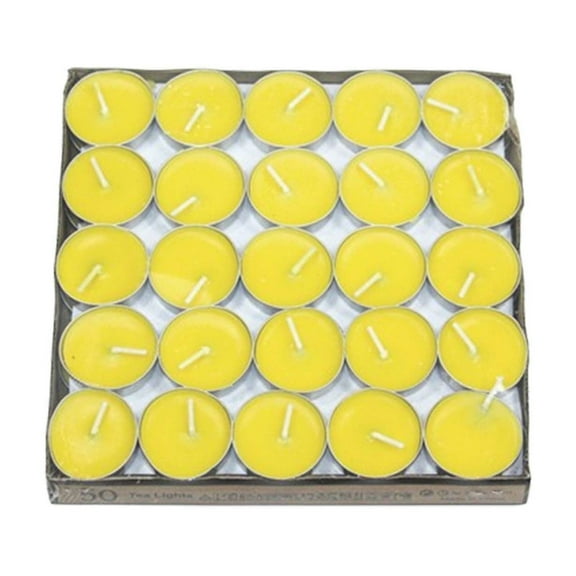 Beautynvta 50 Pack Tealight Candles in Metal Cups, Clean Yellow Unscented with 1.5-2 Hour Long Burning Time, Votive Candles Bulk for Romantic Dinner, Weddings, Spa & Hotels