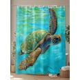 thumbnail image 4 of Abstract Turtle Shower Curtain, Watercolor Teal Decoration Waterproof Shower Curtain Set with 12 Hooks Lightweight Washable Fabric Shower Curtains for Bathroom 72x84 Inches, 4 of 6