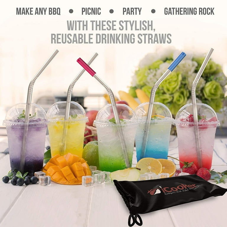 Softy Straws Premium Reusable Stainless Steel Drinking Straws With
