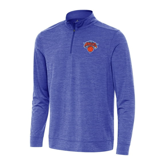 Men's Antigua Heather Royal New York Knicks Bright Quarter-Zip Top