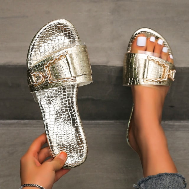 Pantuflas planas para mujer, informales, diarias, de charol, ligeras, con diamantes de imitación Wmkox8yii ytu1002