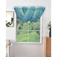 thumbnail image 2 of Turquoise Blue Teal Sheer Waterfall Valance Curtains for Window, Chic Stained Glass Texture Aesthetic Rod Pocket Sheer Topper Swag Curtains for Living Room, Kitchen 38.5"W x 47.2"L, 1 Panel, 2 of 7