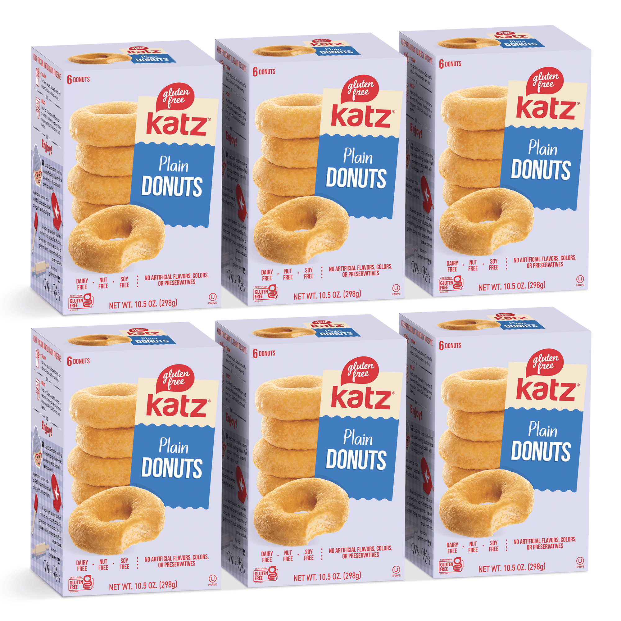 Katz Gluten-Free Plain Donuts |Gluten-Free Dairy Free Nut Free Soy Free Kosher | (6 Pack 10.5 Ounce Each)
