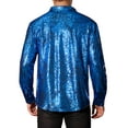 thumbnail image 3 of INSPIRE CHIC Metallic Leopard Shirts for Men's Long Sleeves Button Down Shiny Printed Shirts XL Blue, 3 of 6