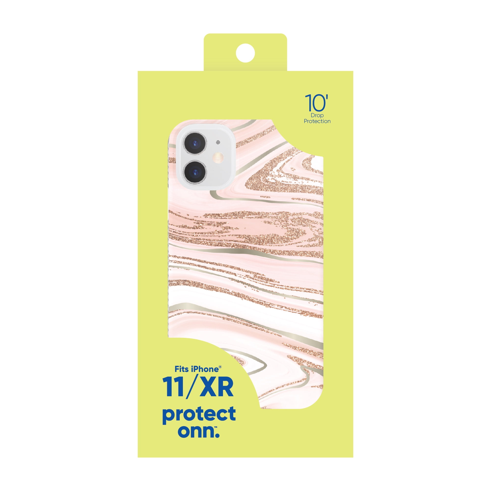 onn. Phone Case for iPhone 11 / iPhone XR - Pink Gold Marble