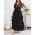 thumbnail image 4 of Vestidos formales de talla grande de Pinup Fashion, vestidos negros para bodas, invitados, noches, lentejuelas, elegante, gala, baile de graduación, vestido largo con mangas para mujer 2025, 4 of 7