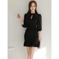 thumbnail image 4 of H Han Queen-vestidos coreanos de verano para mujer, vestidos negros calados, Vestido Sexy de sirena, elegante, ajustado, sencillo, de fondo, para fiesta y oficina, 4 of 5