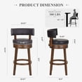 thumbnail image 6 of COLAMY Swivel Bar Stools Set of 3, 30 Inch Bar Height Stools, Modern Upholstered Wood Bar Chairs with Back for Kitchen Island & Home Bar, Fits 40-45" Bar Height, Dark Brown, 6 of 9