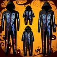 thumbnail image 5 of HJYCHN Suits Family Halloween Pajamas Halloween Family Pajamas Skeleton Print Hooded Zip Front Long Sleeve Full Length Homewear, 5 of 6
