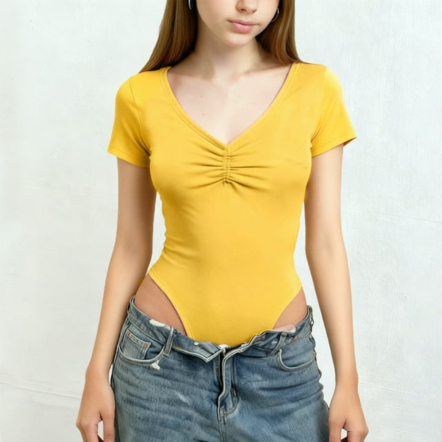 Camiseta deportiva informal de manga corta con cuello en V de color liso para niños, top de poliéster para niños