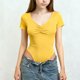 thumbnail image 1 of Camiseta deportiva informal de manga corta con cuello en V de color liso para niños, top de poliéster para niños, 1 of 5