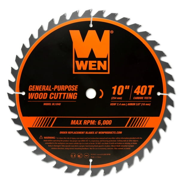 Wen 10 Inch 40 Tooth Carbide Tipped, Diablo 10in Table Saw Blade