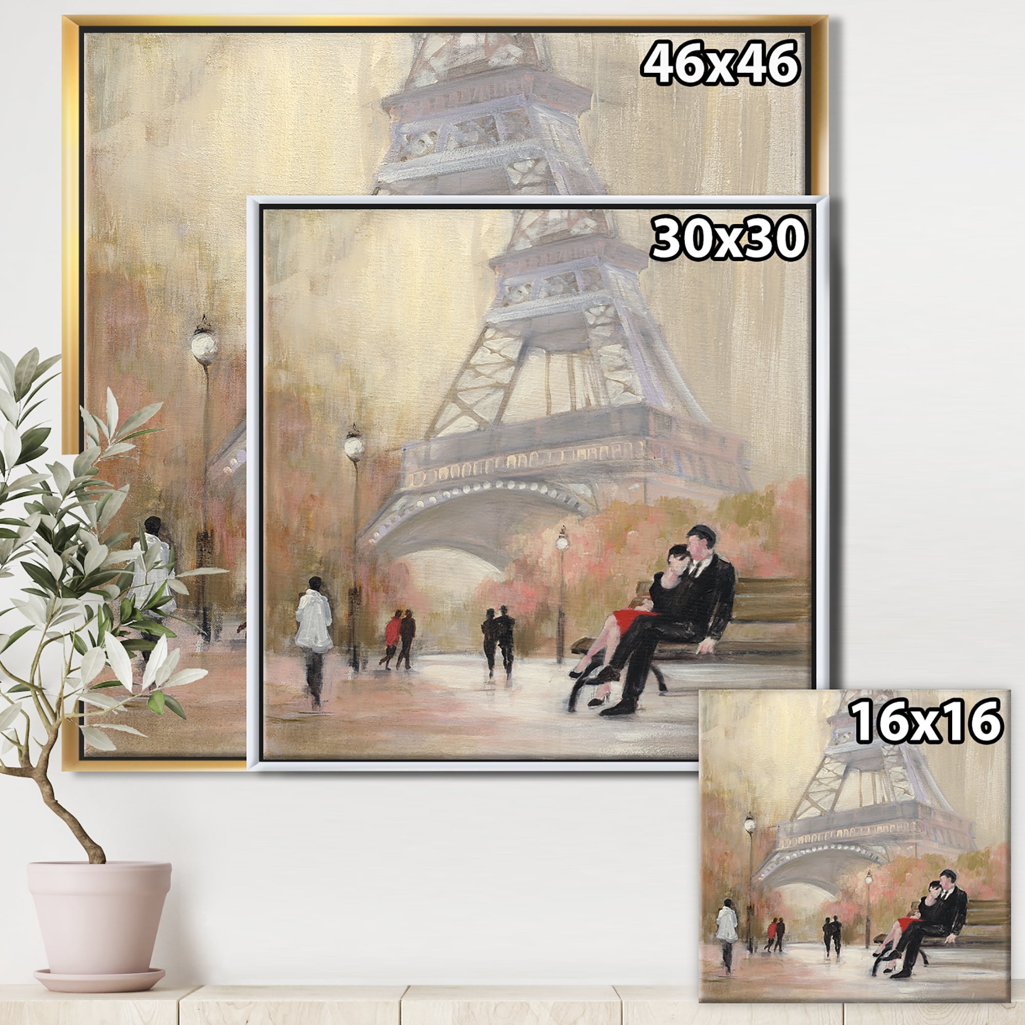 Designart ' Love in Paris VI ' Romantic French Country Framed Canvas