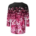 thumbnail image 5 of Black and Friday Deals Clearance under $10 Charella Going Out Tops For Women Color Block Blouse Tee Mid-length 3/4 Sleeves Shirts Woman Casual Tops Sweatshirt Hot Pink_C,XL, 5 of 5