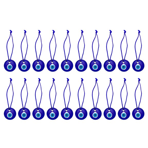 Uxcell 30mm Evil Eye Glass Keychain, 20 Pcs Eye Keychain Charm with Ropes, Blue