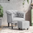 thumbnail image 1 of vidaXL Tub Chair with Footstool Silver Faux Leather, 1 of 5