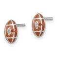 thumbnail image 2 of Auriga Fine Jewelry 925 Sterling Silver Rhodium-plated Brown Enameled Football Mini Post Stud Earrings for Women, 2 of 6