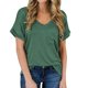 thumbnail image 1 of Fiudx Camisas de Mujer Camiseta de Manga Corta con Cuello En V y Bolsillos Informales para Mujer, 1 of 6