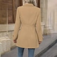 thumbnail image 4 of Women's Slim Fit Wool Blend Trench Coat, Mid-Length Notch Lapel Pea Coat, Single Breasted Button Front Jacket, Waist Defining Overcoat, Tailored A-Line Fall Winter Coat Khaki M, 4 of 9