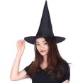 thumbnail image 4 of SeasonsTrading Sombrero de Bruja Negro - Accesorio de Disfraz de Bruja de Halloween para Adultos y Adolescentes Sombrero de Halloween Tela Oxford Negra, 4 of 4