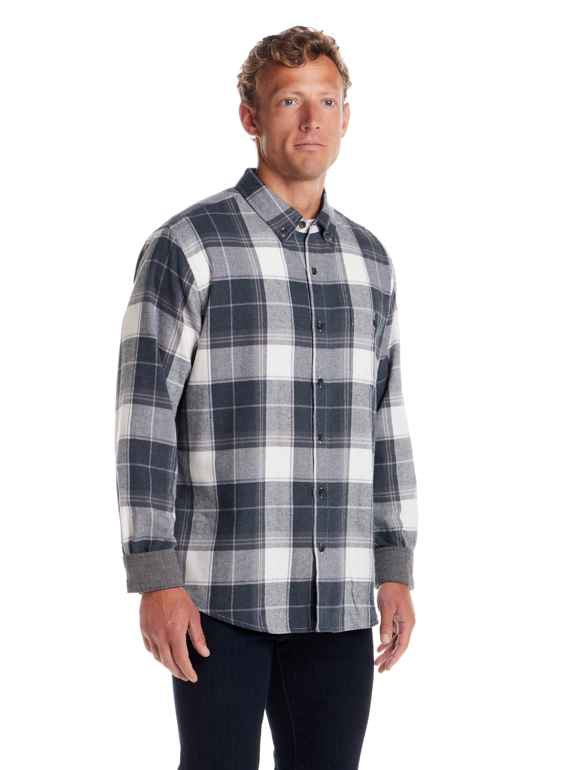 Frontier Threads Men's Long Sleeve Button Down Traditional Plaid Flannel