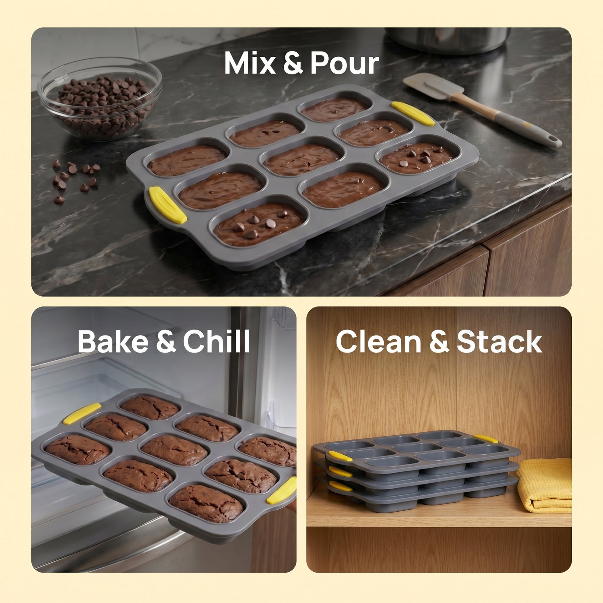 Unique Bargains Baking Pan 9-Cell Ventilated Tray with Handles Light Gray 13.2"x9.3"x1"