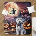 thumbnail image 4 of Spooky Halloween Night Witch West Highland White Terrier Glowing Pumpkins Cozy Sherpa Blanket Westie Westy Dog Lover Warm Soft Throw Blanket - 12015, 4 of 5