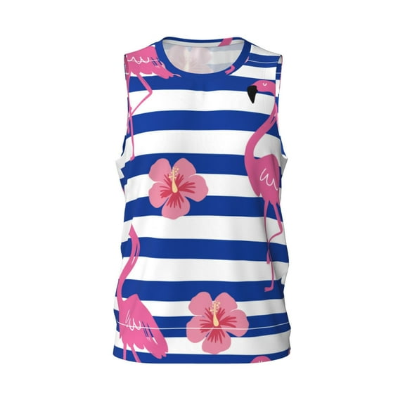 Easygdp Pink Flamingo Men's Mesh Basketball Jersey Quick Drying Sleeveless Shirts Fitted Muscle Tank Tops Sport Round Neck T-Shirt - Small