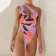 thumbnail image 2 of Traje de baño de una pieza para mujer, un solo hombro, cuello profundo, hermosos patrones, traje de baño de cintura alta tipo 2 M, 2 of 6