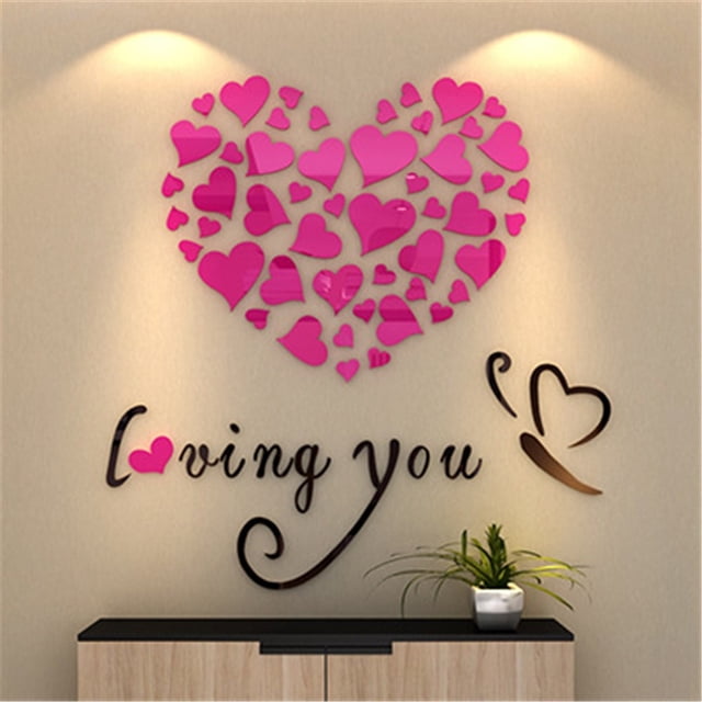 Wall Sticker Set for Home - DIY Heart Themed Room Wall Mural Removable Decal Art for Living Spaces