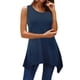 thumbnail image 4 of Guardurnaity Camiseta sin mangas de color sólido con cuello y dobladillo irregular Prendas para la parte del cuerpo Azul marino XXL, 4 of 5